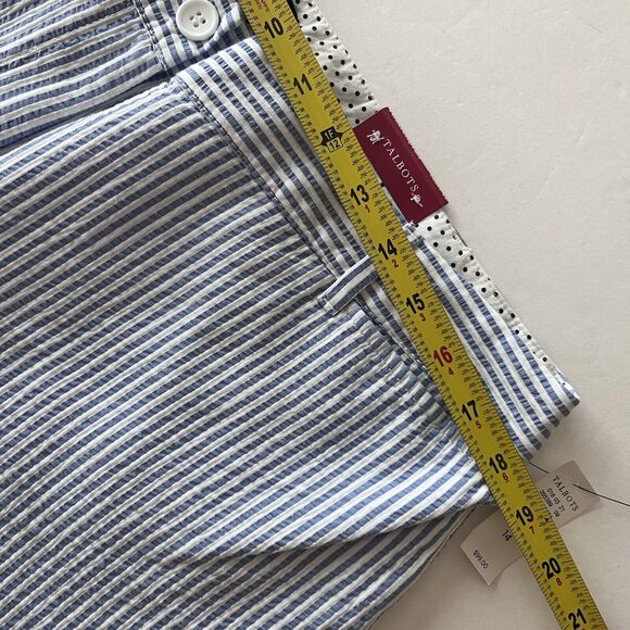 NWT Talbots Pants Womens 14 Blue White Seersucker Perfect Crop Striped Ankle - Picture 9 of 15